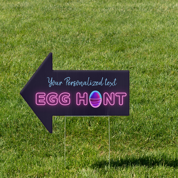 Neon Easter Egg Hunt Arrow - LEFT, Glow Easter Bunny Egg Hunt Party Outdoor Lawn Decoration