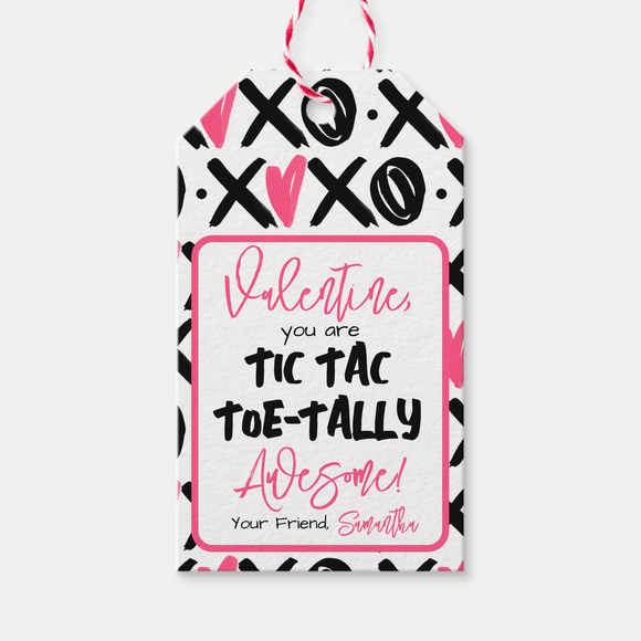 Kids Class Tic Tac Toe tally Awesome Valentine Gift Tags, printed for teachers and friends