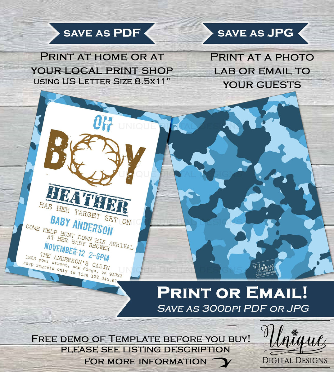 Blue Camo Camouflage Baby Shower Ideas Hunting Baby Shower