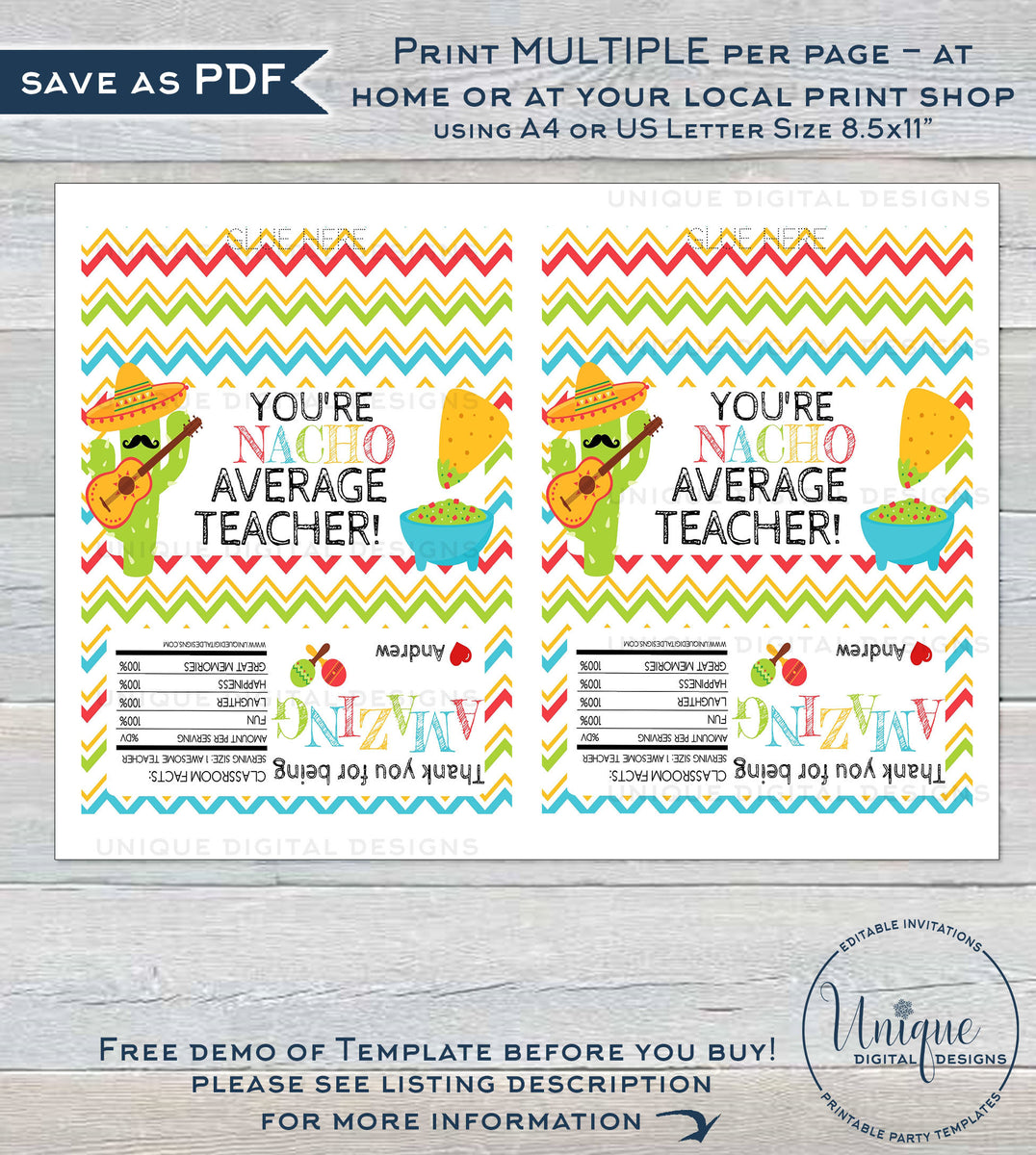 Teacher Appreciation Printable Gift, Editable Candy Bar Wrapper Teache