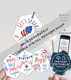 4th of July BaByQ Cupcake Toppers, Editable Baby Shower Gender Reveal BBQ, Printable Cake Favor Tags Decorations