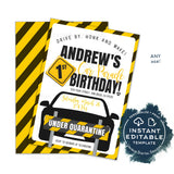 Quarantine Birthday Car Parade, Editable Kids Drive By Birthday Party Invitation
