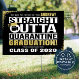 Straight Outta Quarantine Graduation Party Invitation, Editable Class of 2020