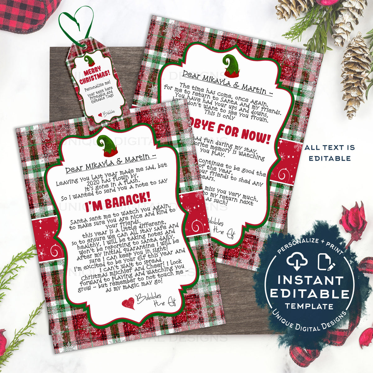 Editable Digital File - Elf Nice List Christmas Gift Tag - Printable –  Chevelly Designs