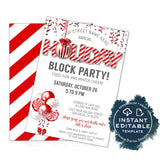 Holiday Block Party Invitation, Editable Street Party Invite, Winter Neighborhood Christmas Party Flyer, Backyard BBQ hoa Printable INSTANT