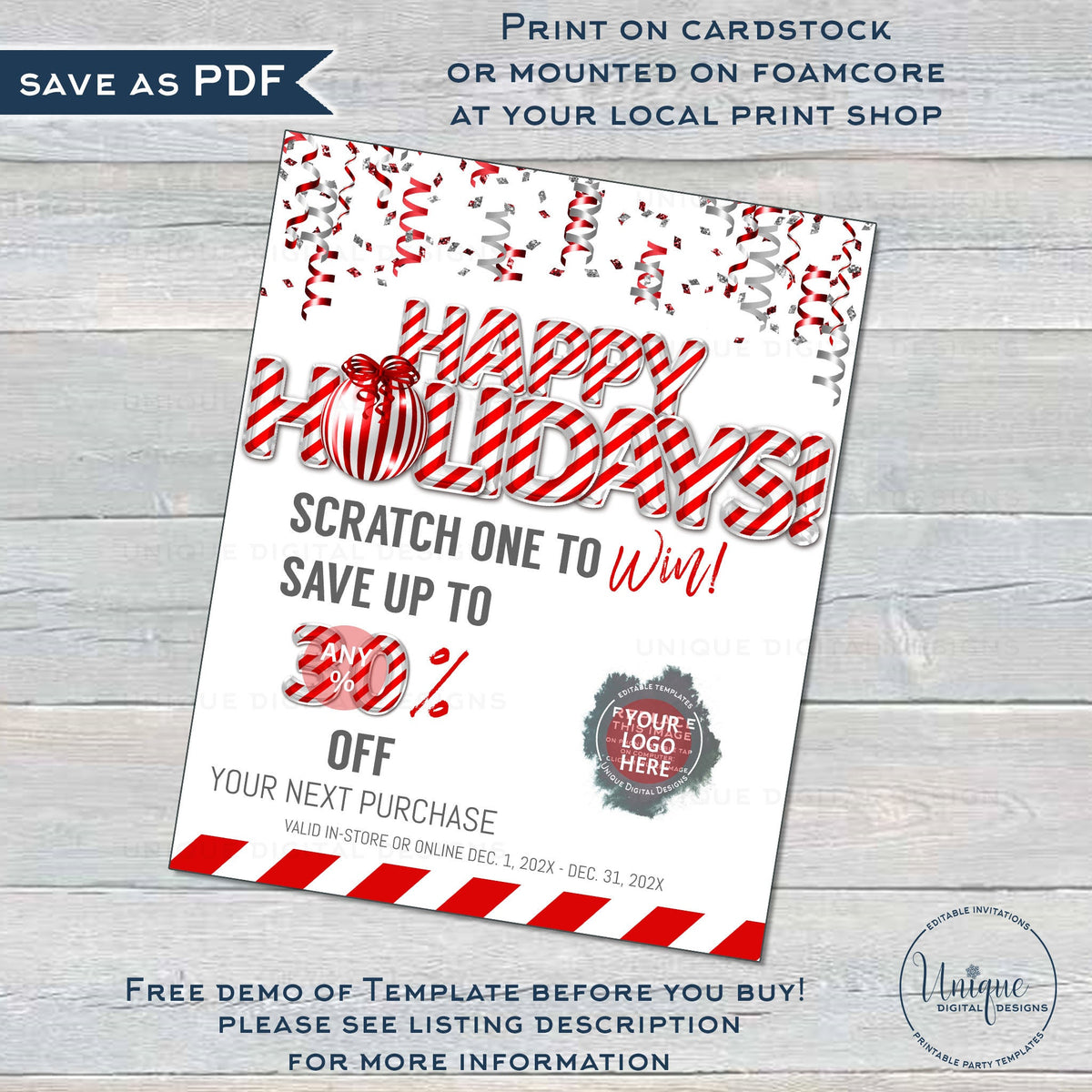 Editable Scratch Log In Cards