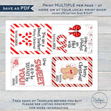 Teacher Candy Cane Tags, Christmas Favors for Kids, Editable Christmas Thank You Tags, Class Gifts Treat Cards, Printable Candy Tag INSTANT