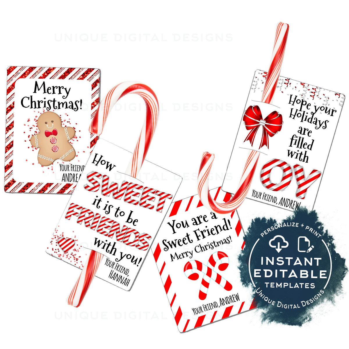 Candy cane Christmas Favors Tag, Kids Classroom Editable Christmas Tha candy-cane-christmas-favors-tag-kids-classroom-editable-christmas-tha