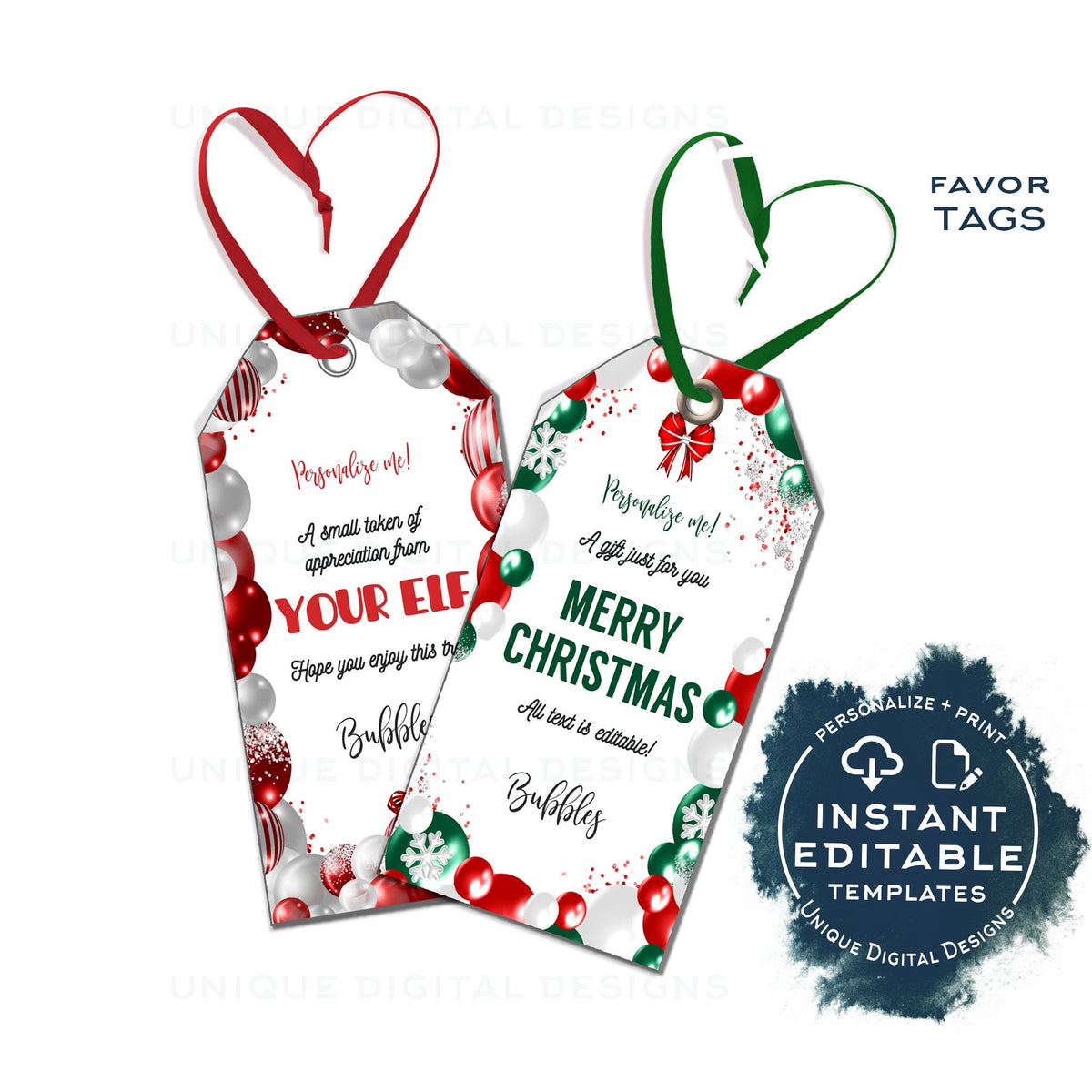 Editable Christmas Gift Tags, Merry Christmas Personalized Holiday Tags, Kids Elf Gift Labels editable-christmas-gift-tags-merry-christmas-personalized-holiday-tags-kids-elf-gift-labels