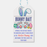 Printed Easter Bunny Bait Gift Tag, Easter Basket Favor Tag, Blue, Set of 10