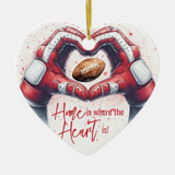 Ornament - Football Home is where the Heart is Hands Ceramic, Kansas Heart Hands - HEART
