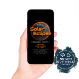 Editable Total Solar Eclipse Viewing Party Invitation, 2024 Solar Eclipse Party Invite