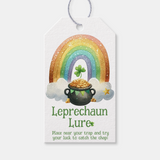 Printed Leprechaun Lure, St Patricks Day Leprechaun Trap Bait Gift Tag, Pot of Gold Favor Tag, Set of 10