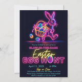 Glow in the Dark Egg Hunt Invitation, Neon Easter Bunny Egg Hunt Party Invite