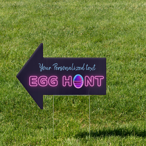 Neon Easter Egg Hunt Arrow - LEFT, Glow Easter Bunny Egg Hunt Party Outdoor Lawn Decoration