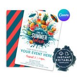 End of Summer Splash Bash party invite editable template in Canva