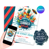 End of Summer Splash Bash party invite editable template in Canva