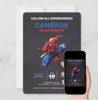 Spider-Man Chalkboard Birthday Invitation