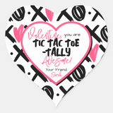 Kids Class Tic Tac Toe tally Awesome Valentine Heart Stickers, printed for teachers and friends