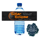 Editable Total Solar Eclipse Viewing Party Water Labels, 2024 Solar Eclipse Party Decor, Viewing Party Printable Decorations diy INSTANT