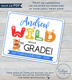 Wild about School Sign, Editable First Day of School Sign, Monsters School Board, Any Grade, diy Digital Printable