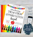 Teacher Appreciation Lunch School Invitation, Editable School Staff Appreciation Luncheon