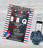 BabyQ Stars and Stripes Baby Shower Invitation KIT, Editable 4th of July Gender Reveal Diaper Raffle Books for Baby Inserts