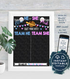 Gender Reveal Cast Vote Sign, Editable Baseball Baby Board He or She Chalkboard, Exploding Ball, What will Baby Printable
