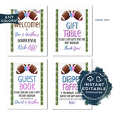 Football Gender Reveal Invitation Kit, Editable Football Theme Baby Shower Ticket Invite, He or She