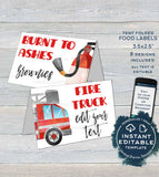 Fire Truck Birthday Decorations, Editable Firefighter Birthday Board, Bunting Flags, Food Labels, Party Printable s