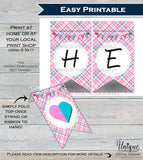 He or She Bunting Gender Reveal decoration Pink Blue Girl or Boy Flags Baby Shower Party decoration, Printable Digital File