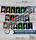 First day of School Chalkboard Sign, reusable Last day School Board, Crayon Any Grade, diy Custom Digital Printable