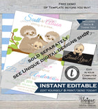 Sloth Baby Shower Invitation, Editable Girls Sloth Baby Shower Invite, Hang out Baby Sloth, Custom Printable