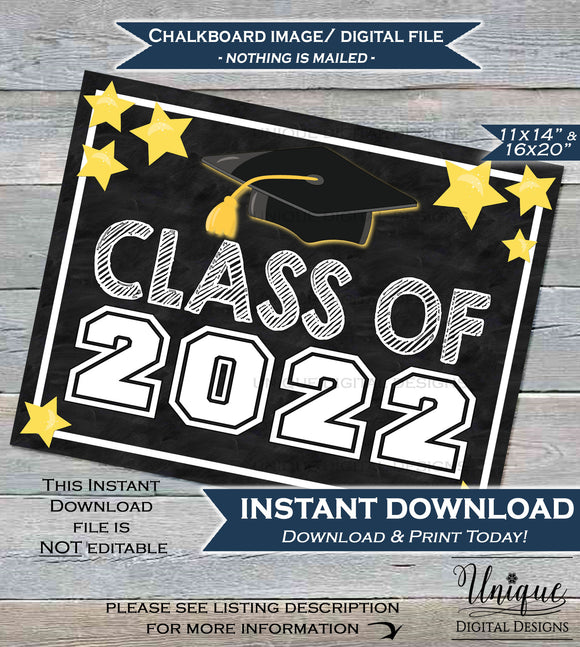 Class of 2022 Sign Class of 2022 Chalkboard Graduation Starting High School First Day of School Sign 2022 Printable