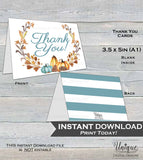Pumpkin Thank You Card, Baby Shower Thank You, Fall Pumpkin Thank You, Thanks Folded Card, Printable Birthday Party  A1