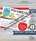 Back to School Open House Invitation, Editable Parent meet the Teacher Invite, PTA School Meeting Flyer Printable