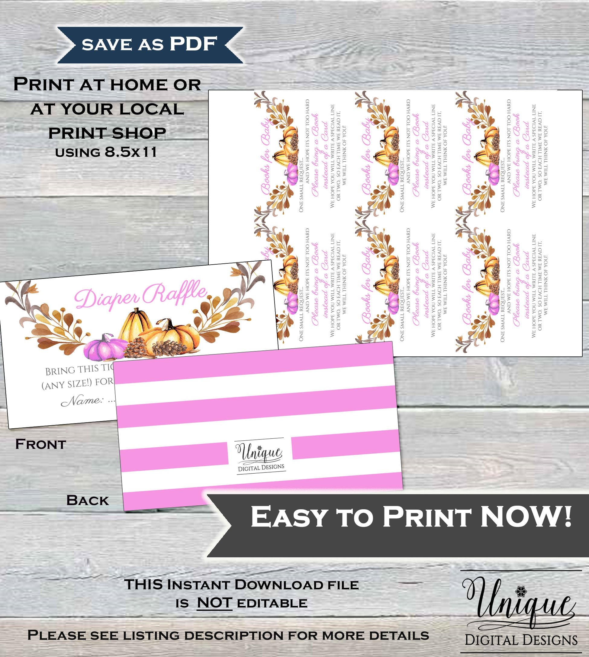 girls-baby-shower-diaper-raffle-books-for-baby-invitation-inserts-fall for Free Printable Diaper And Wipes Raffle Tickets Girls Baby Shower Diaper Raffle Books for Baby Invitation Inserts Fall for Free Printable Diaper And Wipes Raffle Tickets