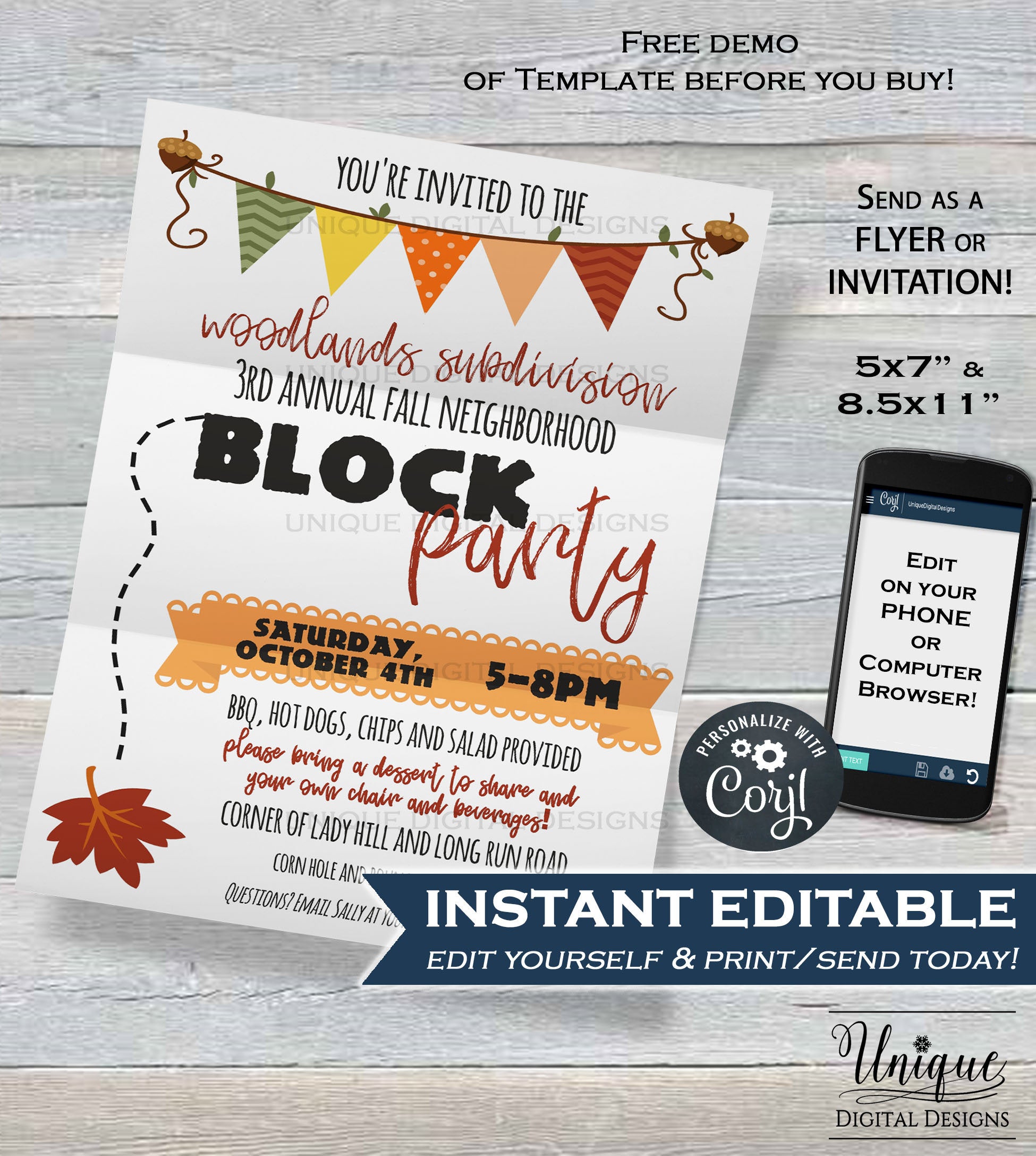 Neighborhood Block Party Invite, Editable Street Party Printable Invit neighborhood-block-party-invite-editable-street-party-printable-invit