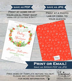 Editable Christmas Wreath Baby Shower Invitation, Baby Sprinkle Baby Girl Invite, Holiday Baby Printable