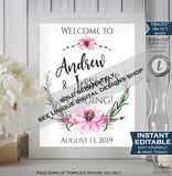 Rose Gold Save the Date Template Invitation, Editable Wedding Invite, Wedding Watercolor Save our Date Postcard Printable INSTANT DOWNLOAD