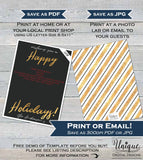 Editable Christmas Card with photo, Photo Christmas Card  Printable, Holiday Cards Photo Greeting, Gold Black