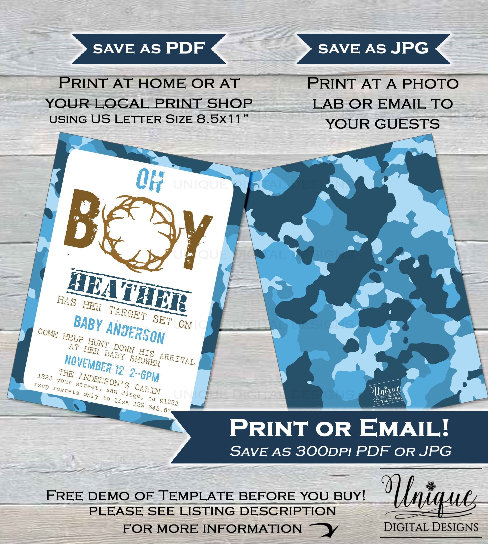 hunting-baby-shower-invitation-editable-hunting-baby-boy-invite-oh-de for Free Printable Army Invitation Template Hunting Baby Shower Invitation, Editable Hunting Baby Boy Invite Oh De for Free Printable Army Invitation Template