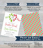 Editable Christmas Gender Reveal Invitation Candycane Christmas Party Invite Winter Baby Reveal Holiday Party Printable