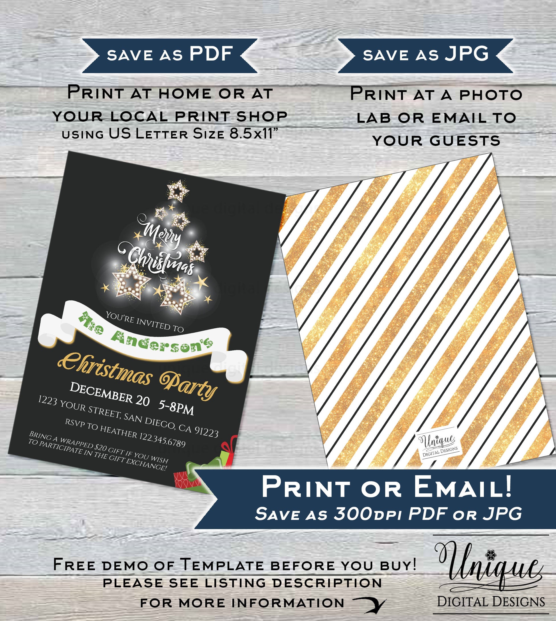 White Elephant Party Template Set, Gift Exchange Party Invitation, Holiday  Party Template Set, Christmas Party Invite Instant Download, Edit -   Israel