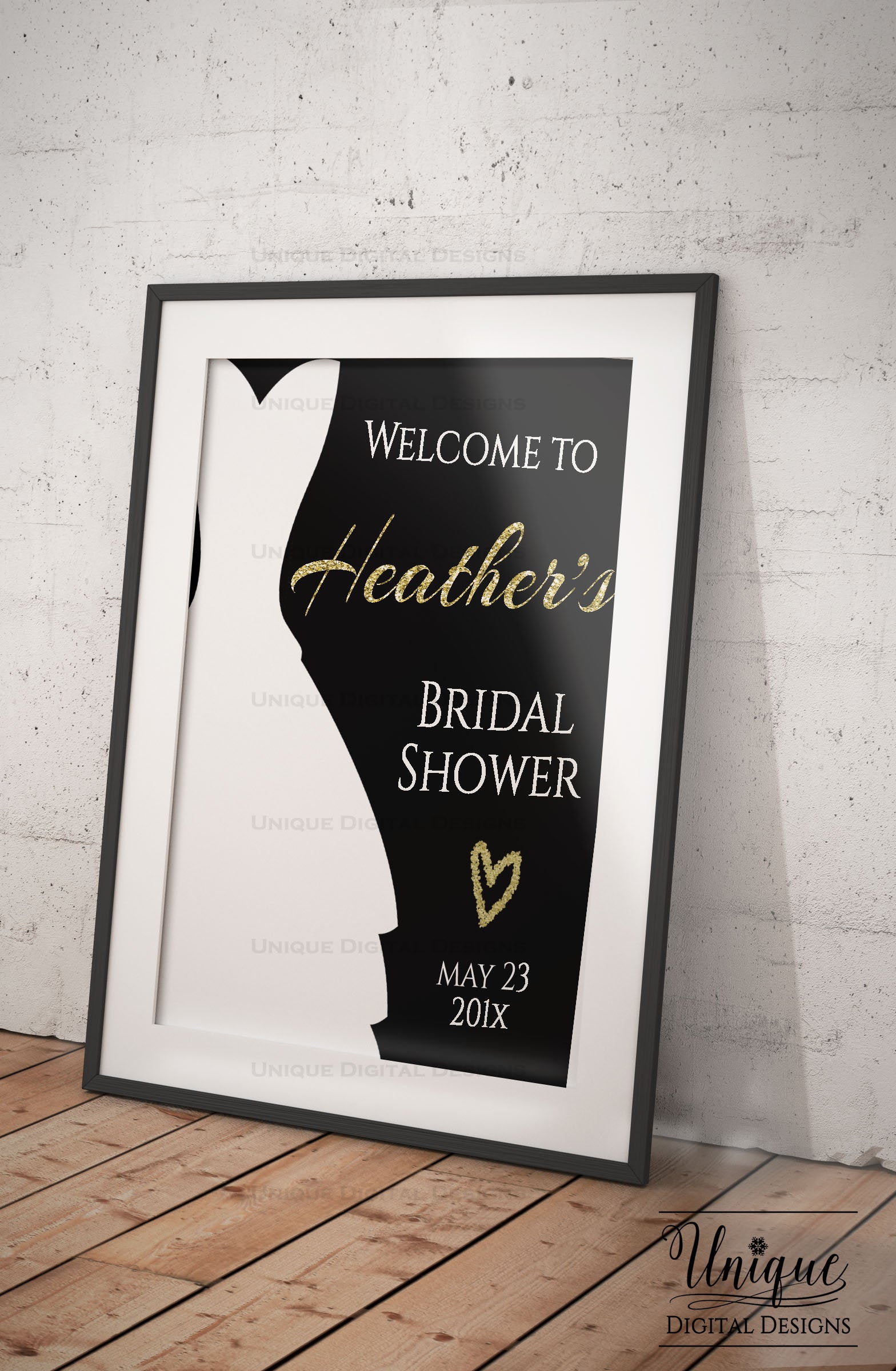 Welcome Wedding Sign - Black and Gold