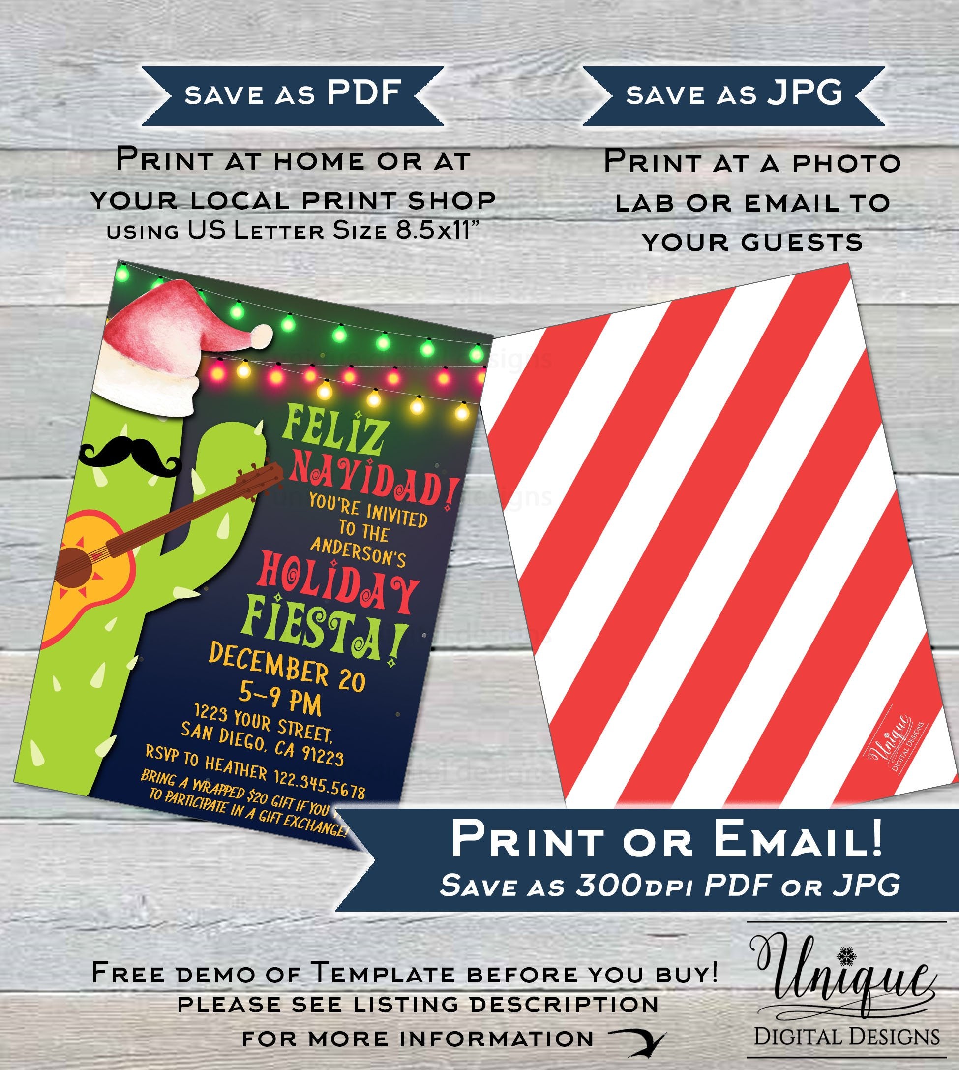 Editable Feliz Navidad Invitation, Holiday Fiesta Invitation, Mexican editable-feliz-navidad-invitation-holiday-fiesta-invitation-mexican