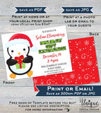 Holiday Gift Exchange Flyer, Editable Winter Invitation, Printable Penguin Invitation, Community Church School