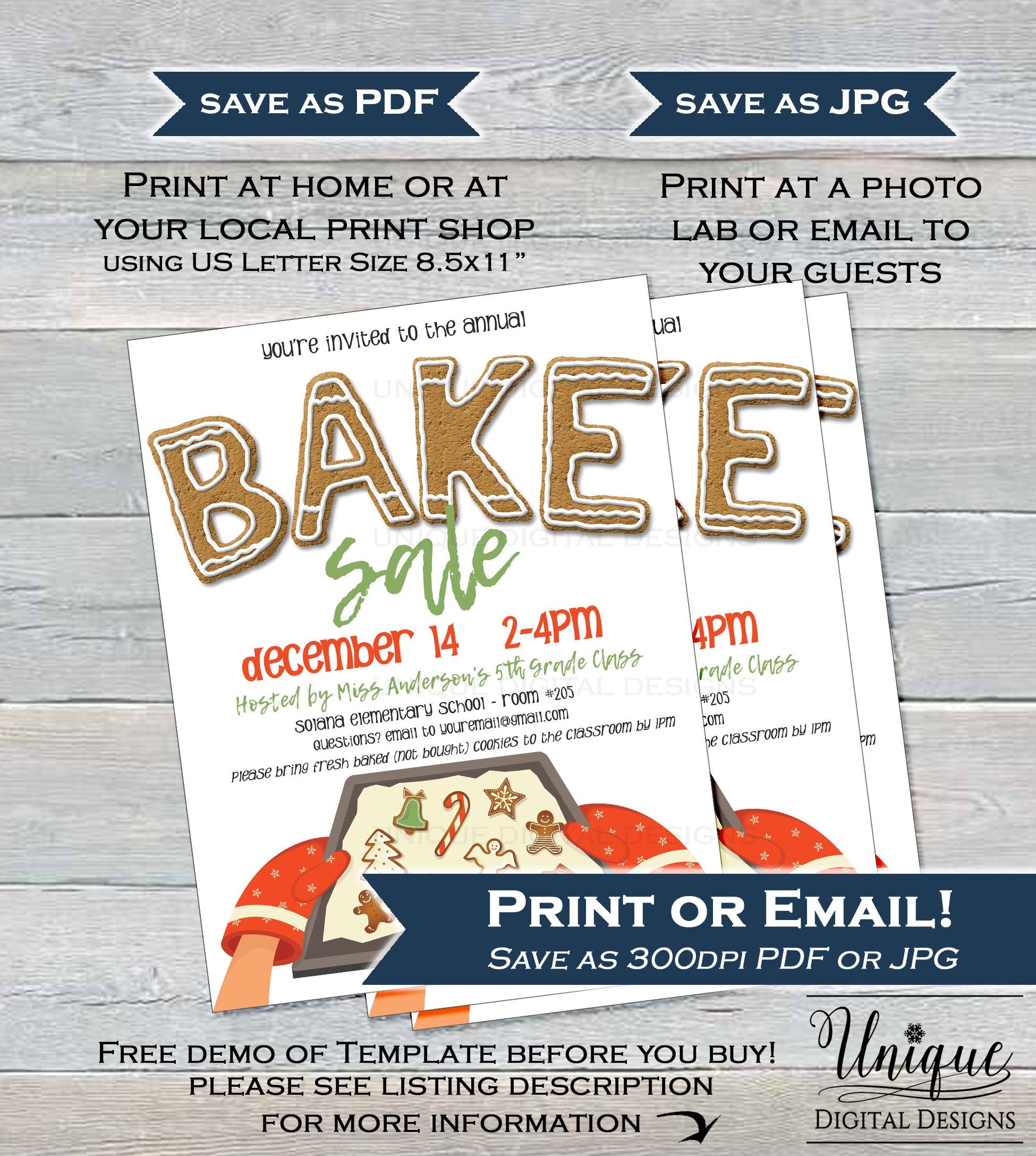 Bake Sale FLYER , Editable Christmas Invitation Printable Holiday Cook bake-sale-flyer-editable-christmas-invitation-printable-holiday-cook