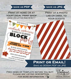 Neighborhood Block Party Invite, Editable Street Party Printable Invitation Neighborhood BBQ Picnic Fall Party,   + Flyer