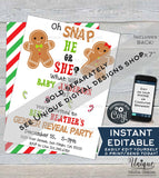 Christmas Gender Reveal Sign, Editable Gingerbread Theme Board, Oh Snap He or She What will Baby be?, Old Wives Tales Sign,